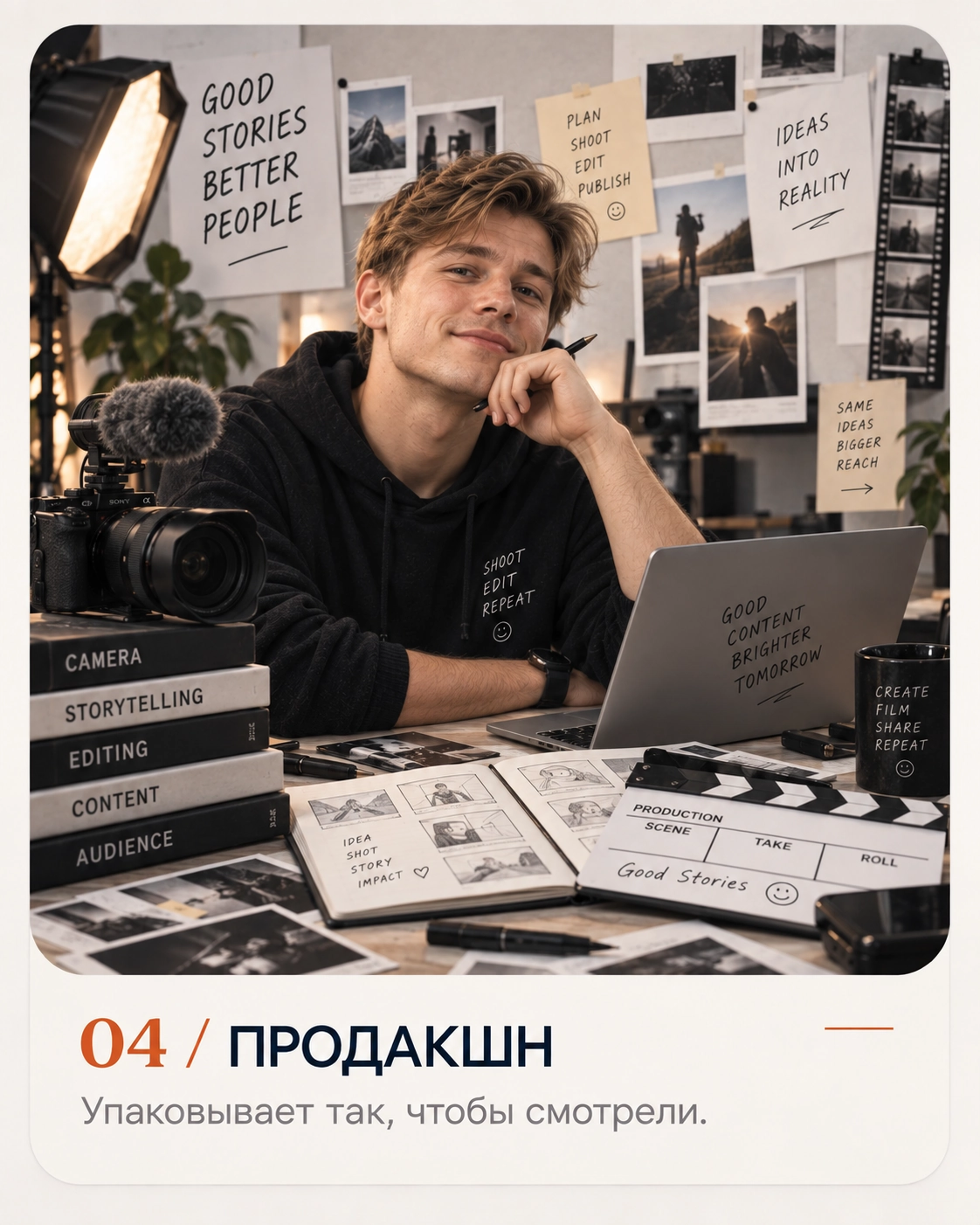 Образ специалиста по контенту и продакшну команды Яттера — съёмка, монтаж и визуальная подача