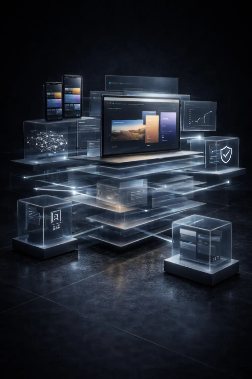 Мы объединяем разработку, UX, тексты, визуалы, AI и структуру, чтобы проект был не просто страницей в интернете, а реальным инструментом для продаж, доверия и роста бизнеса.